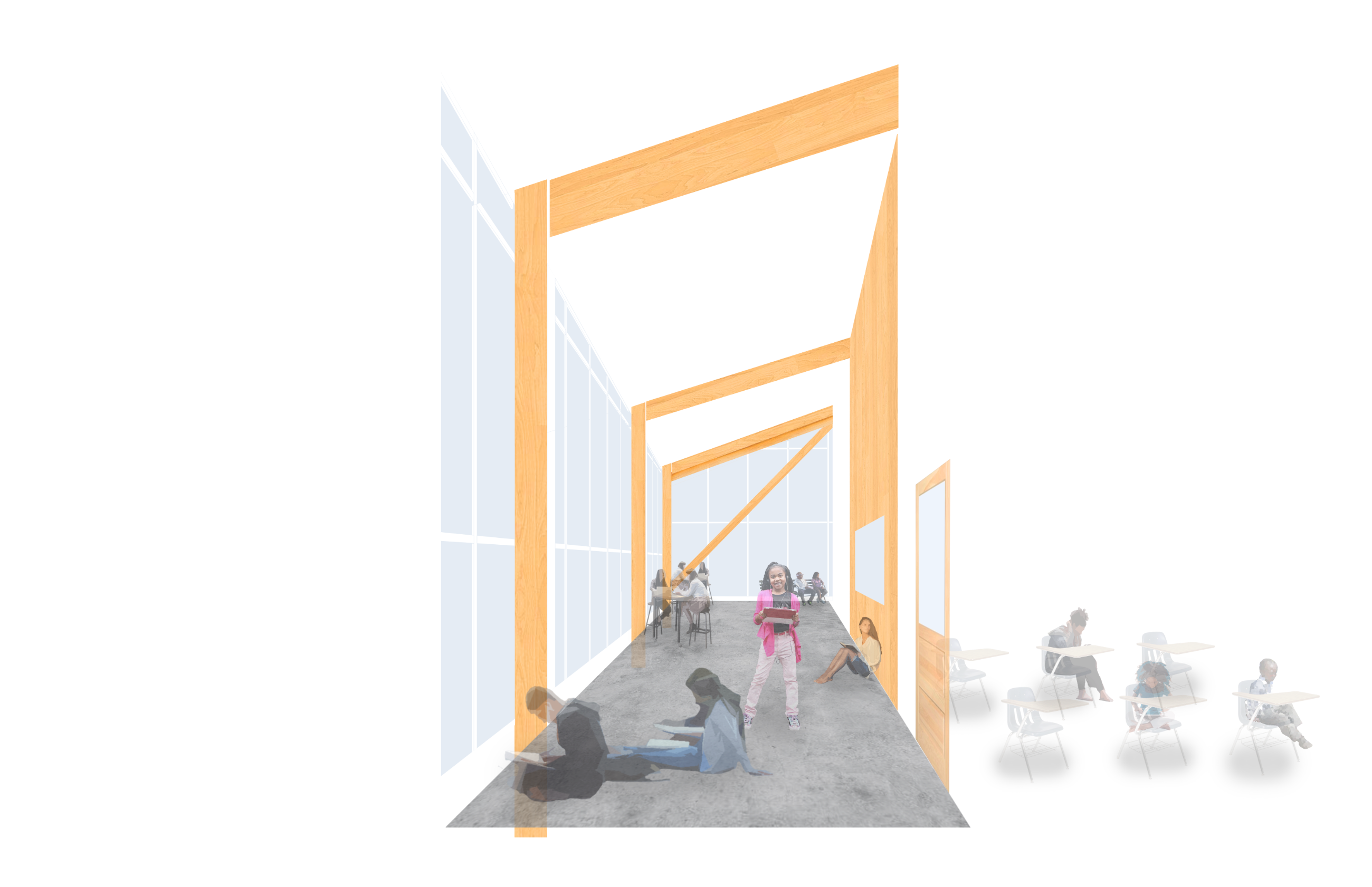 Upper-level commons in exposed timber
